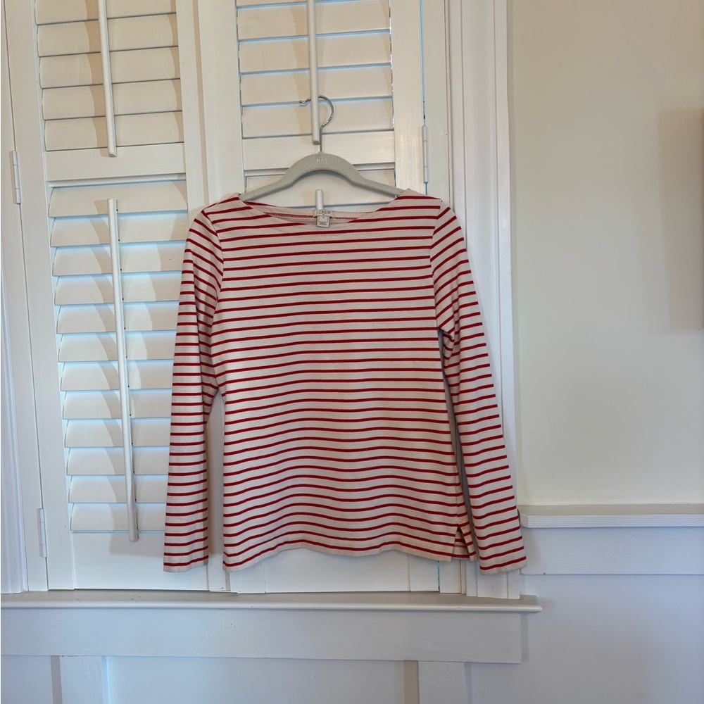 Red and White Striped Women's Top